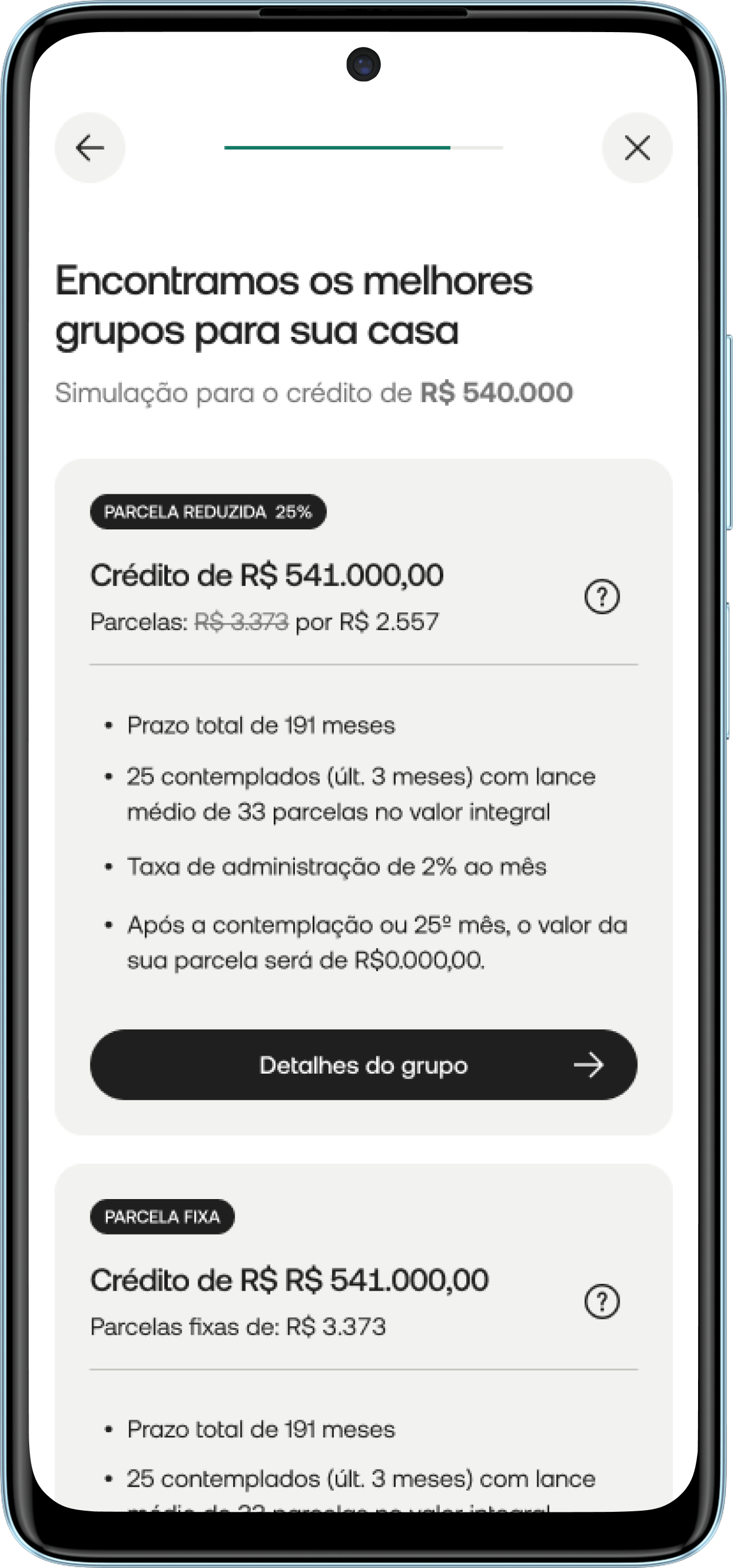 Tela escolha o grupo que mais se encaixa no seu objetivo
