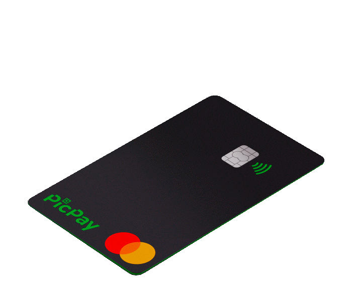 Animação do cartão de crédito do PicPay apresentando as camadas e cores do cartão